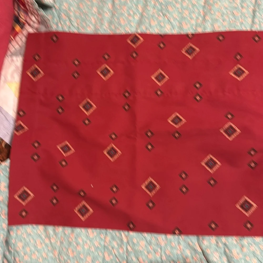Red Valance with Small Geometric Designs